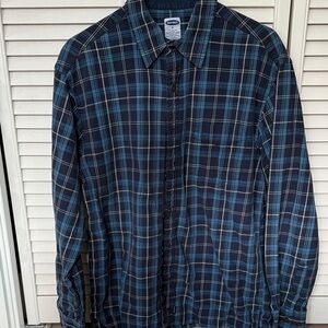 Old Navy Navy and Yellow Plaid Shirt